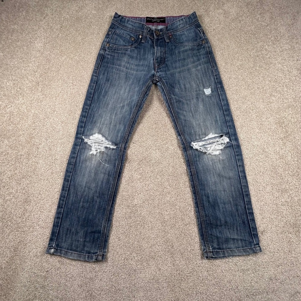 Truth Substance Common Sense Boy Distressed Jeans Size 8 Medium Wash Ripped Knee